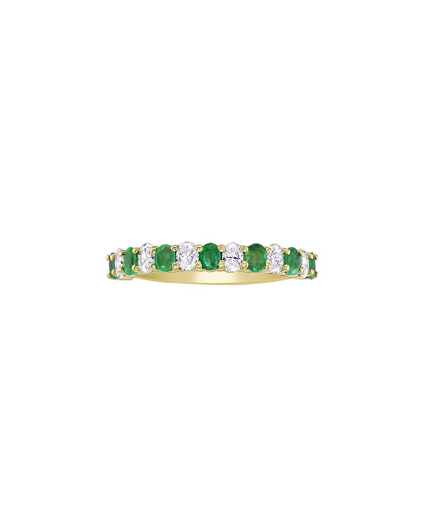 Forever Creations Usa Inc. Forever Creations 14k 1.20 Ct. Tw. Diamond & Emerald Half-eternity Ring