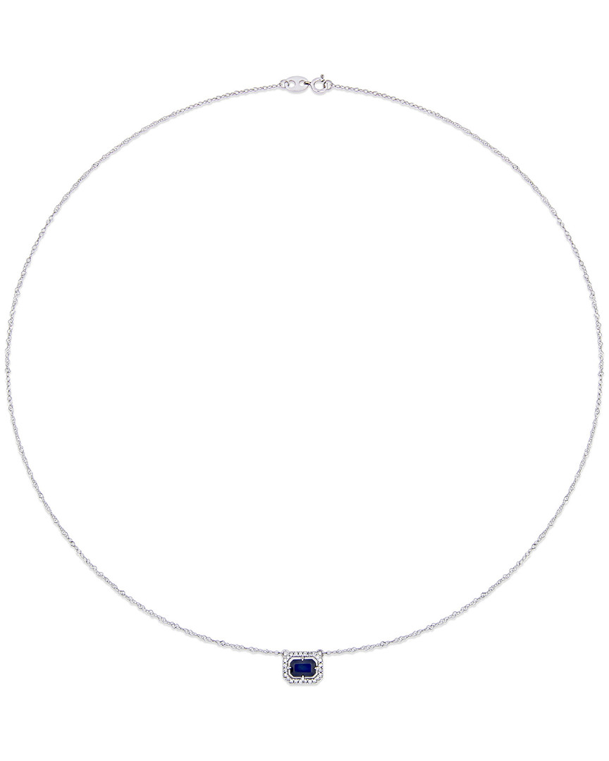 Diamond Select Cuts 14k 0.82 Ct. Tw. Diamond & Blue Sapphire Necklace