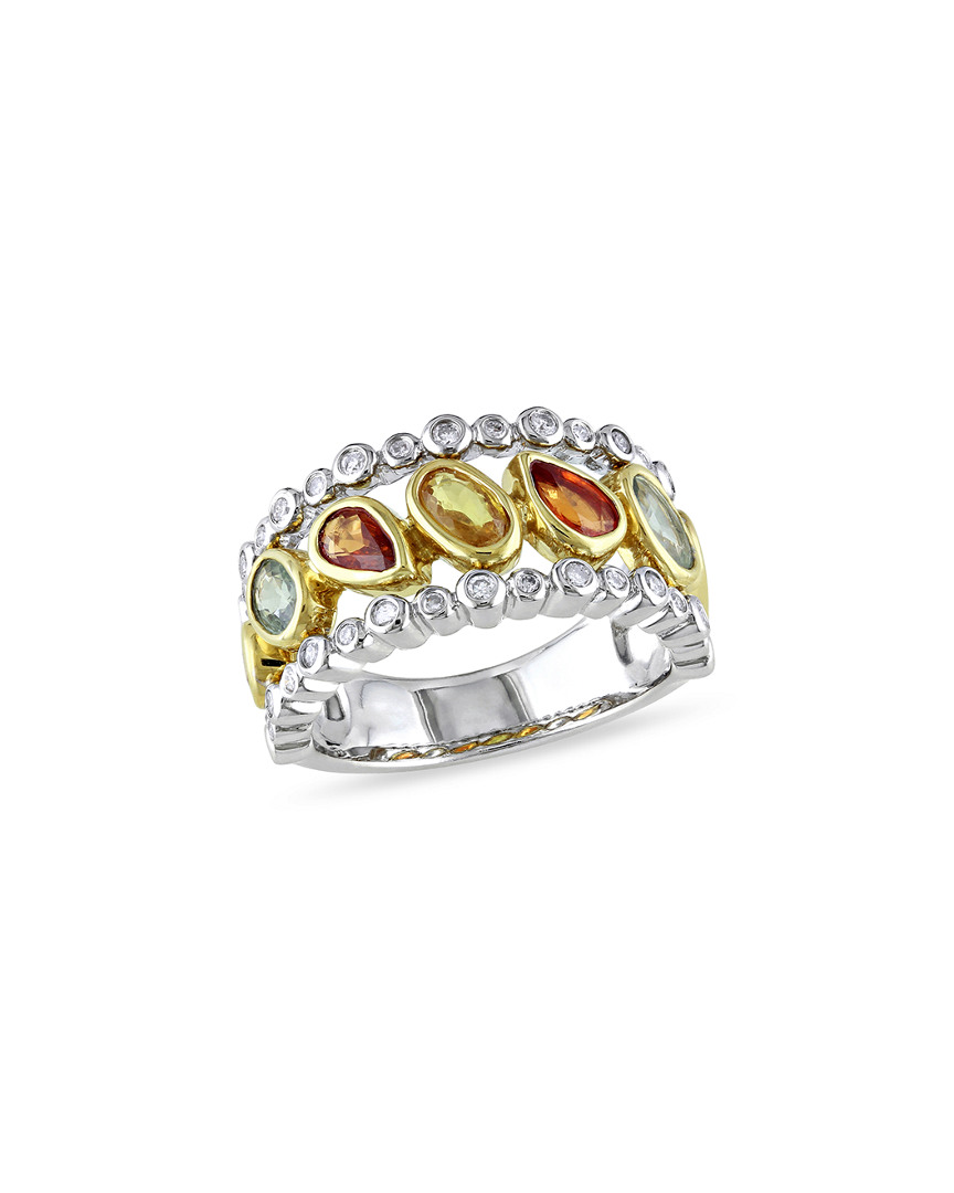 Diamond Select Cuts 14k Two-tone 2.48 Ct. Tw. Diamond & Sapphire Ring
