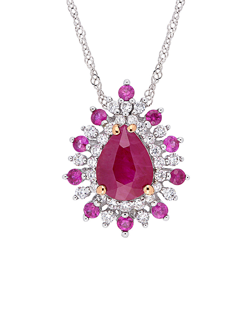 Rina Limor 14k Two-tone 1.90 Ct. Tw. Diamond & Gemstone Pendant Necklace