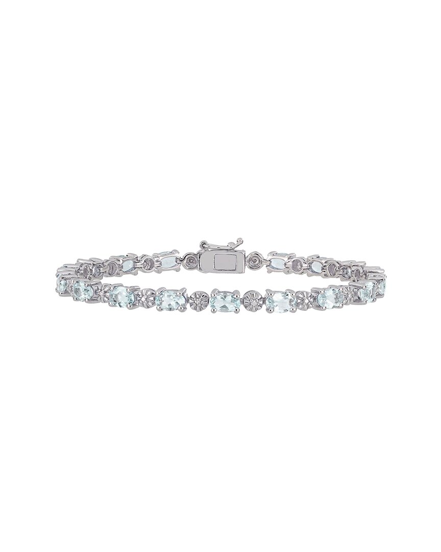 Rina Limor Silver 7.22 Ct. Tw. Diamond & Aquamarine Tennis Bracelet