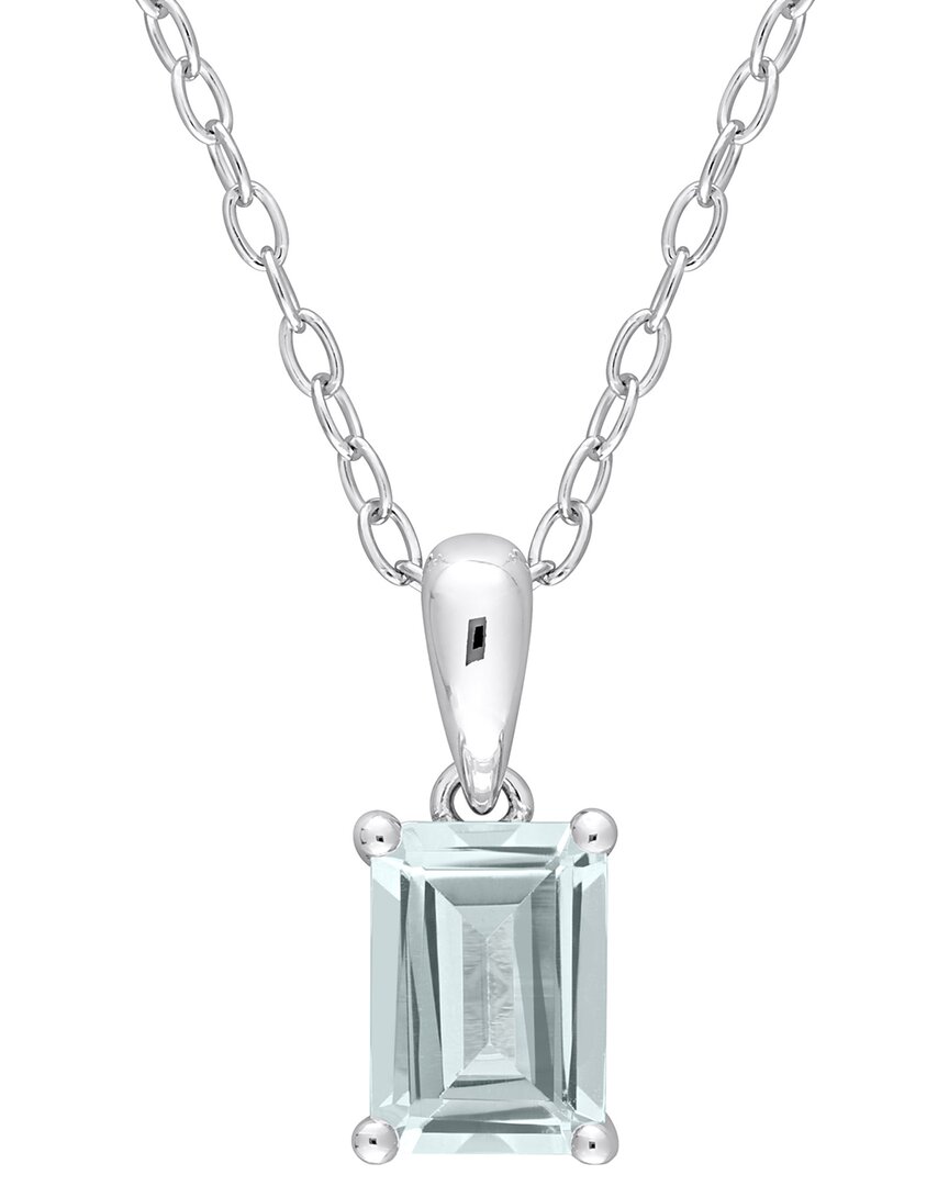 RINA LIMOR RINA LIMOR SILVER 0.95 CT. TW. AQUAMARINE SOLITAIRE HEART PENDANT NECKLACE