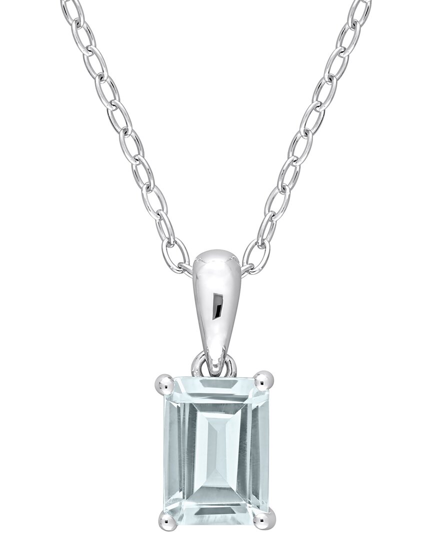 Rina Limor Silver 0.95 Ct. Tw. Aquamarine Solitaire Pendant Necklace