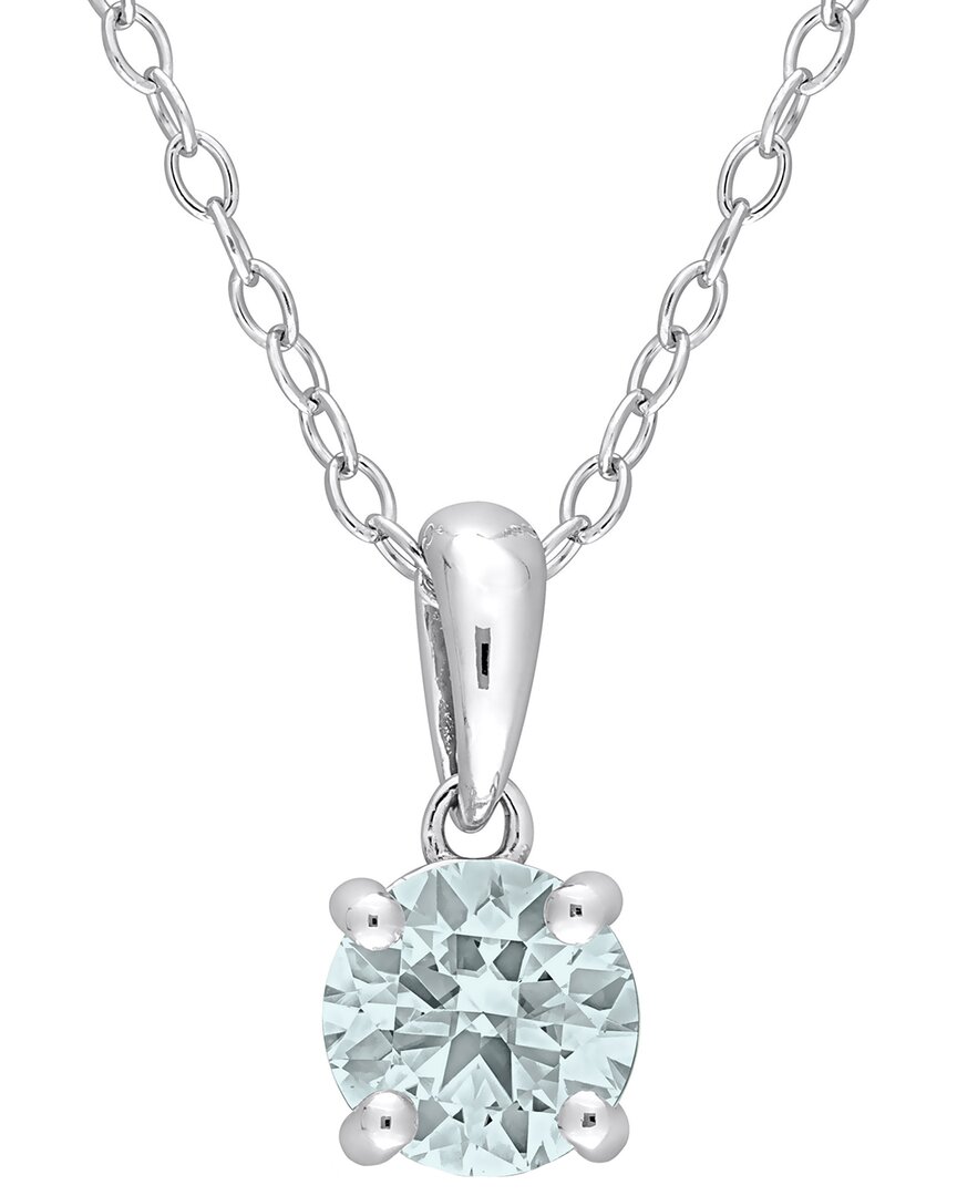 Rina Limor Silver 0.70 Ct. Tw. Aquamarine Solitaire Pendant Necklace