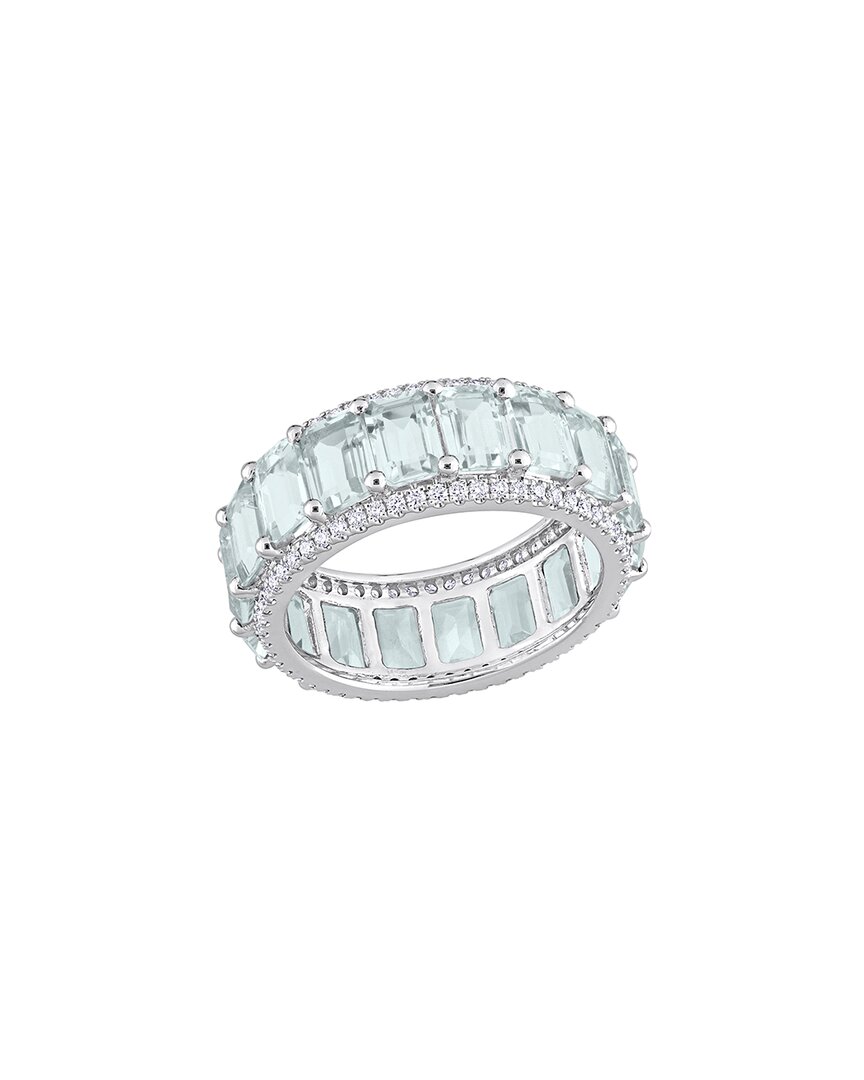 Rina Limor Silver 10.57 Ct. Tw. Diamond & Aquamarine Eternity Ring