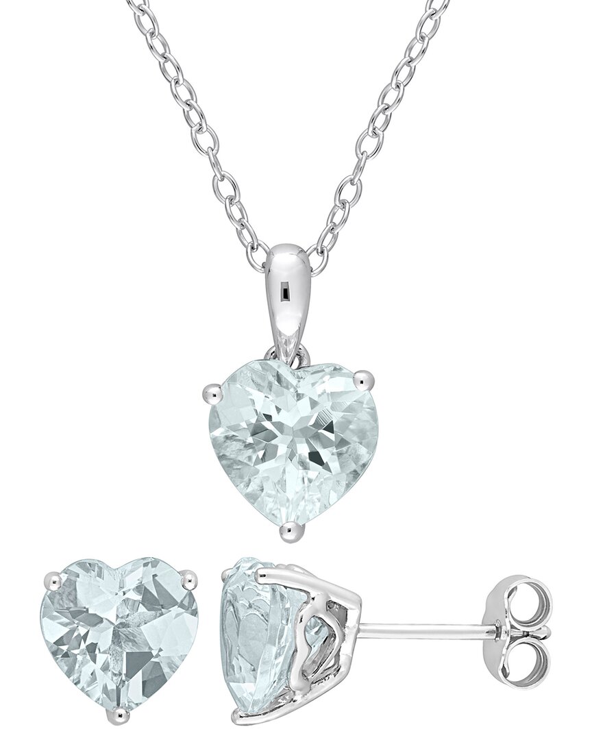 Rina Limor Silver 4.50 Ct. Tw. Aquamarine Pendant Necklace & Earrings Set