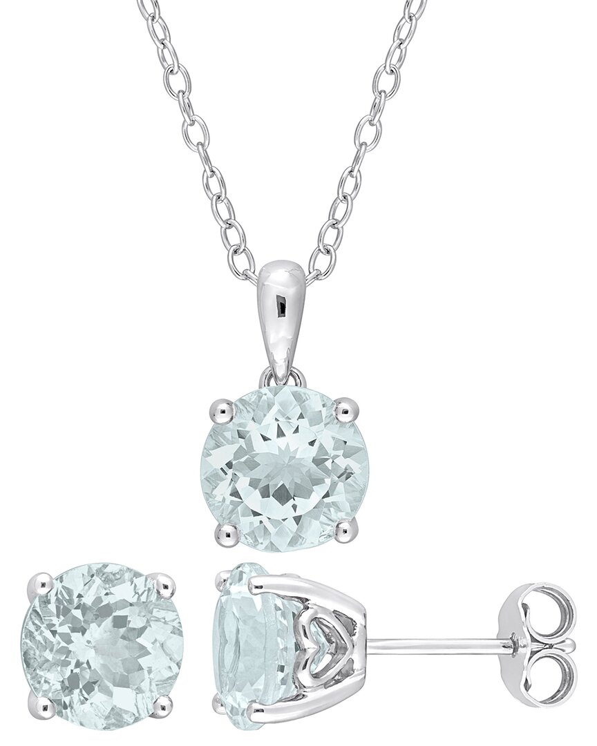 Rina Limor Silver 4.95 Ct. Tw. Aquamarine 2pc Jewelry Set