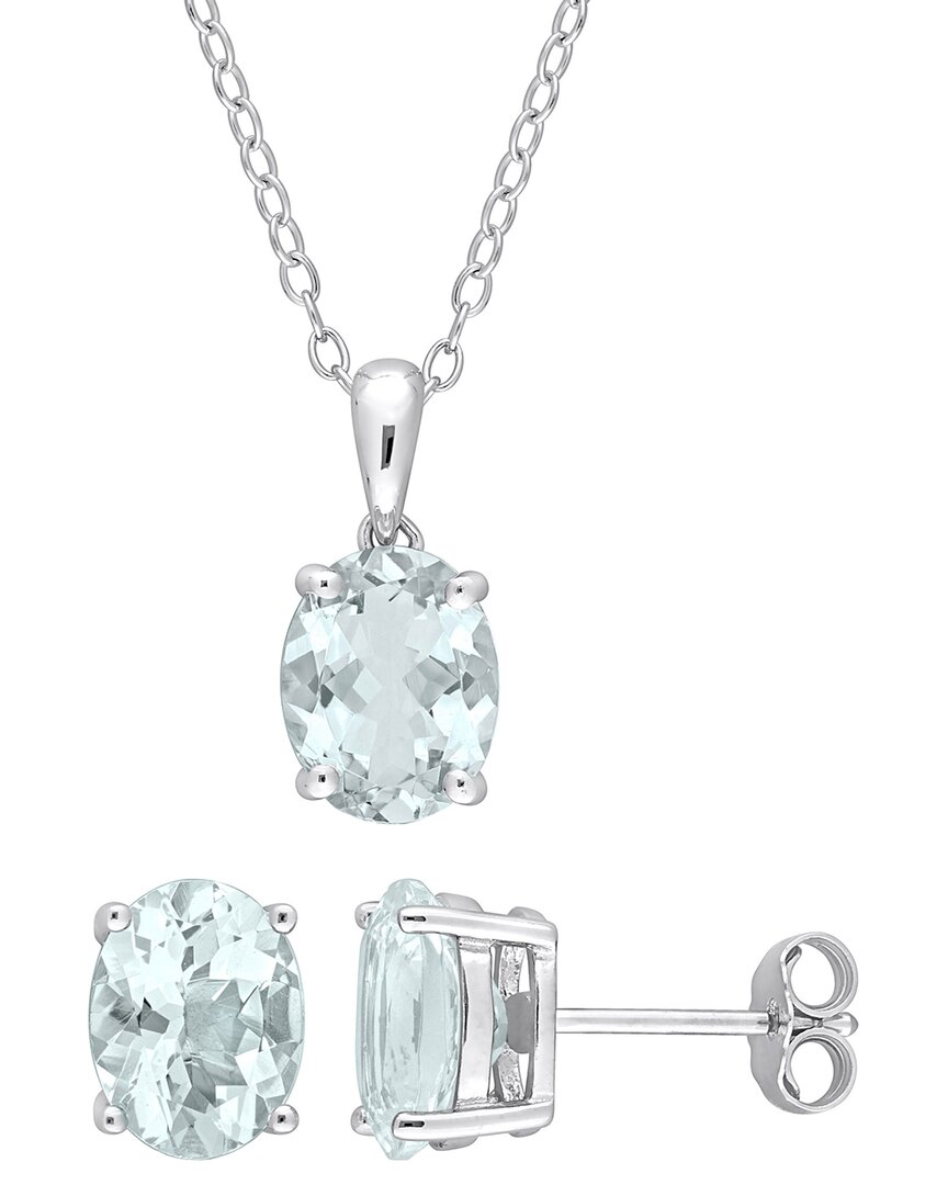 Rina Limor Silver 4.50 Ct. Tw. Aquamarine 2pc Jewelry Set