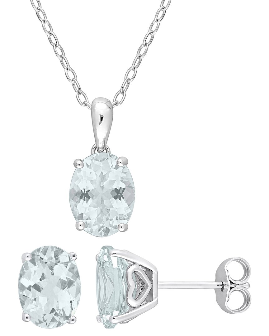 Rina Limor Silver 4.40 Ct. Tw. Aquamarine 2pc Jewelry Set