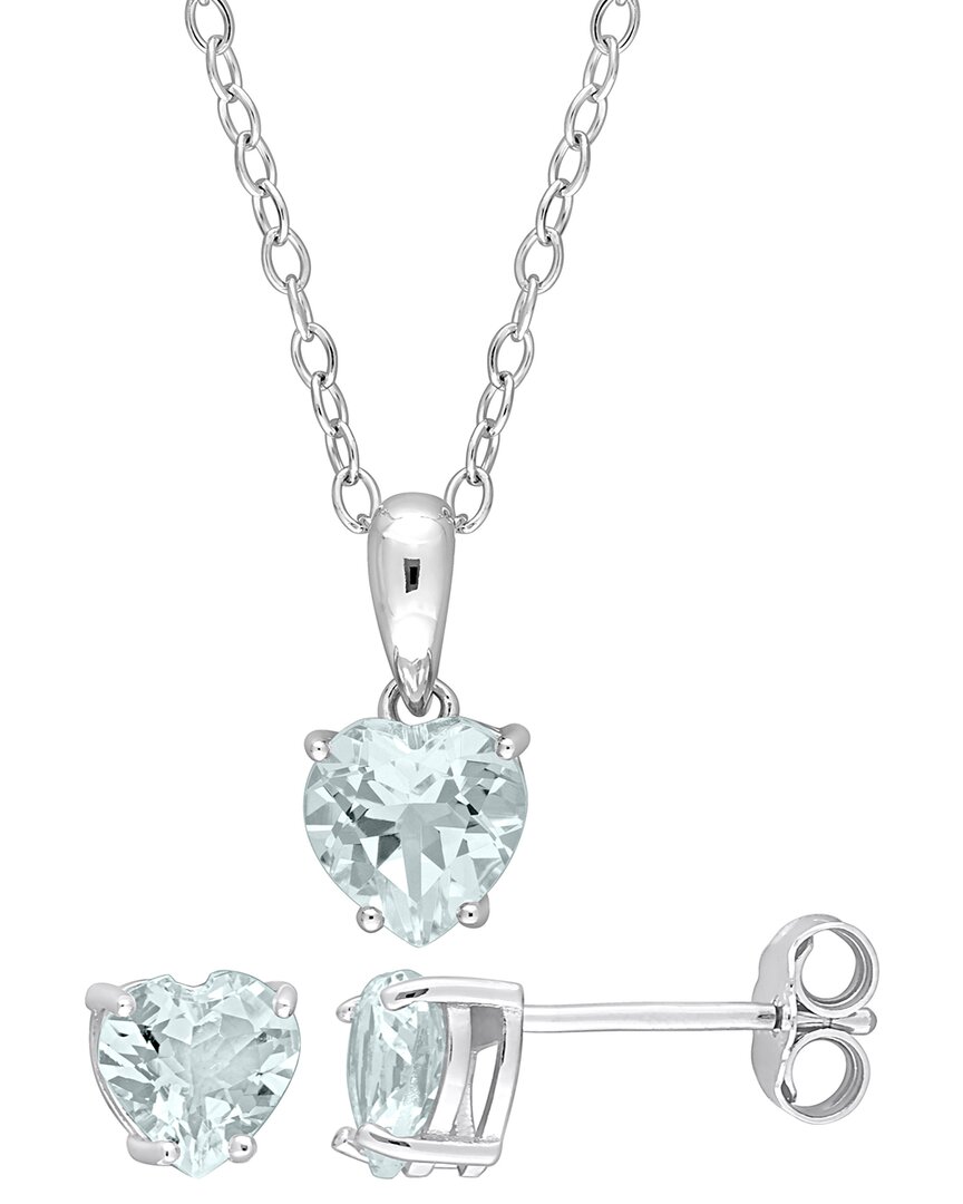 Rina Limor Silver 1.95 Ct. Tw. Aquamarine 2pc Jewelry Set
