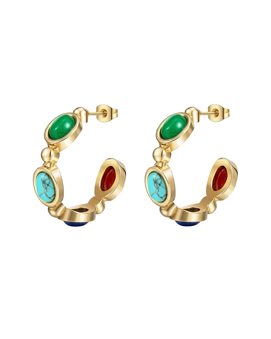 Liv Oliver 18k 12.50 Ct. Tw. Semi-precious Oval Hoops In Gold