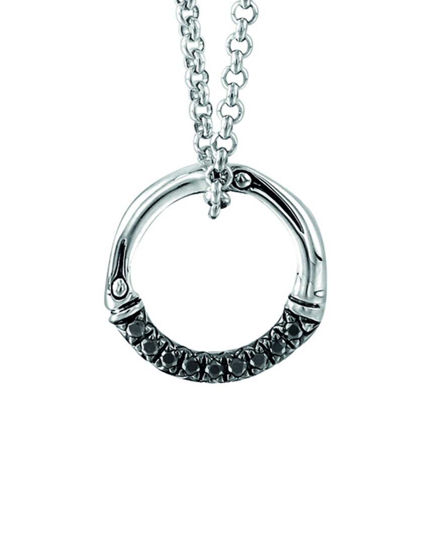 John Hardy Bamboo Silver Black Sapphire Lava Pendant Necklace