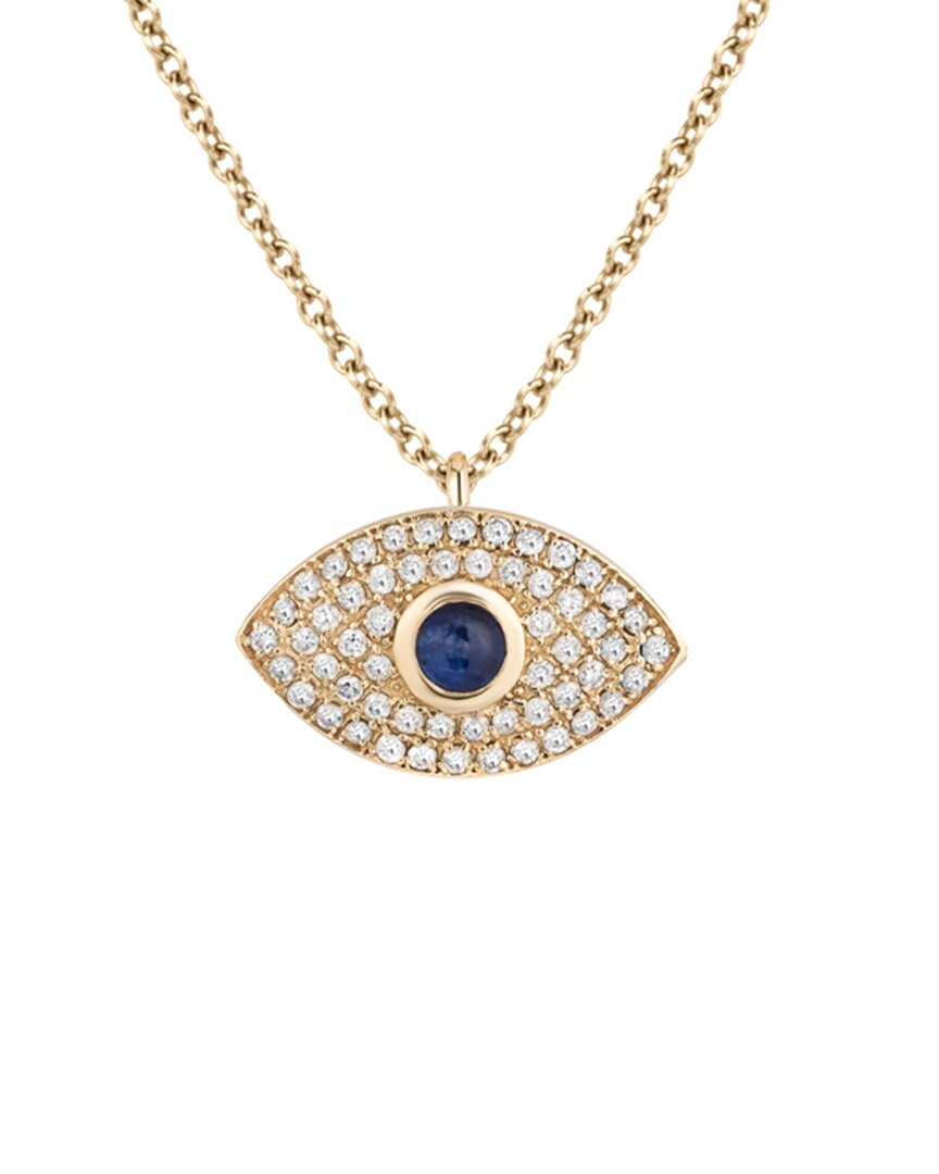 Ariana Rabbani 14k 0.57 Ct. Tw. Diamond & Sapphire Evil Eye Necklace In Gold