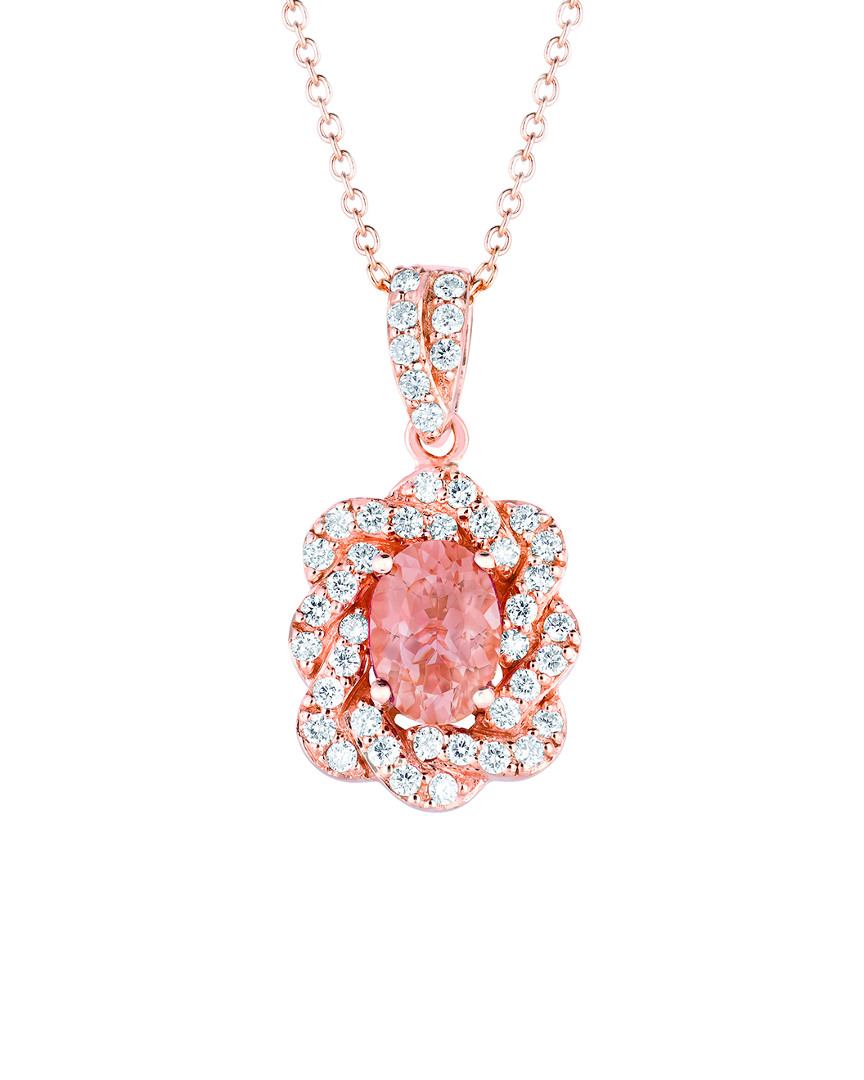 Le Vian 14k Rose Gold 0.88 Ct. Tw. Diamond & Morganite Pendant Necklace