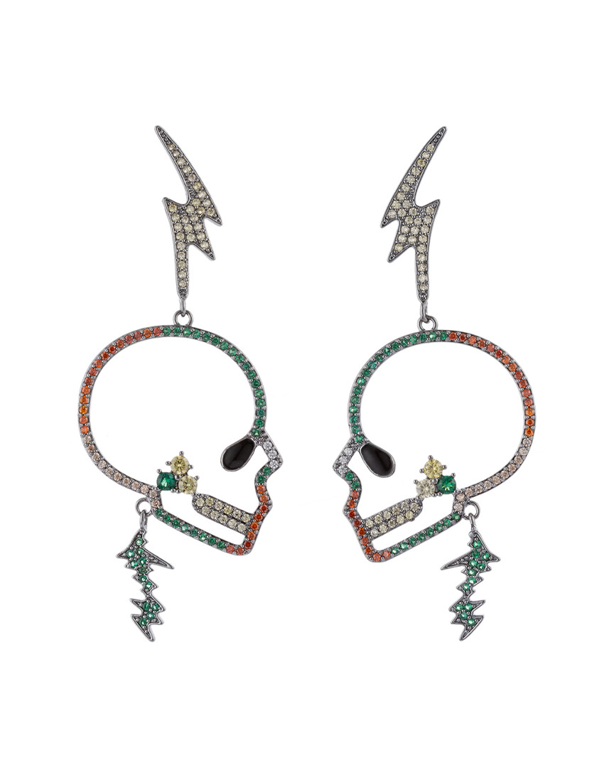 Eye Candy La Luxe Collection Cz Skull Lightning Drop Earrings