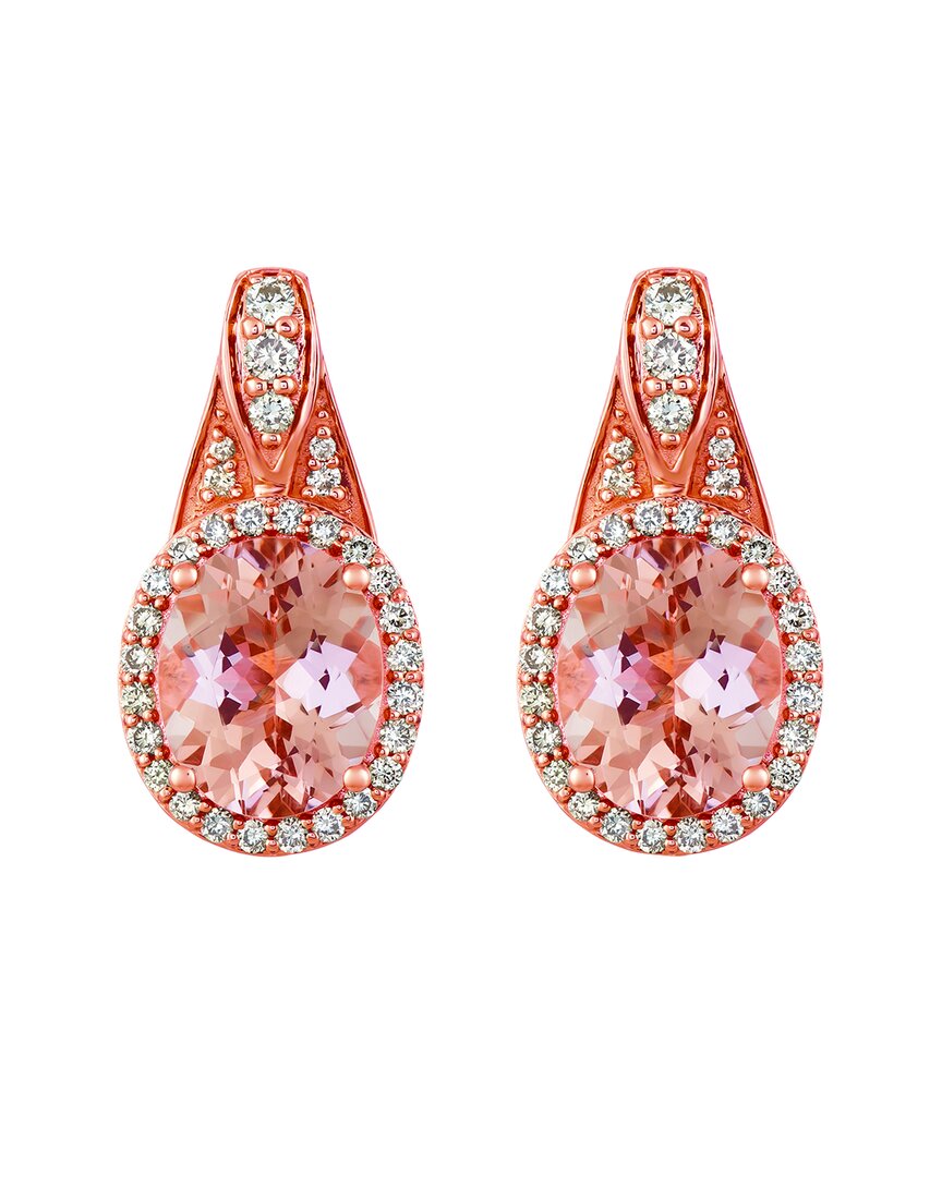 Le Vian ® Peach Morganite™ 14k Rose Gold 2.06 Ct. Tw. Diamond & Morganite Drop Earrings In Gold