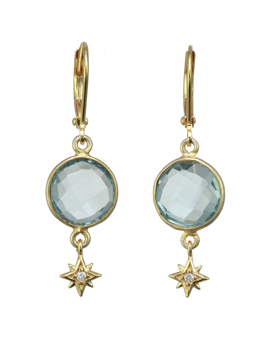 Rachel Reinhardt 14k Over Silver Aqua Quartz & Cz Earrings