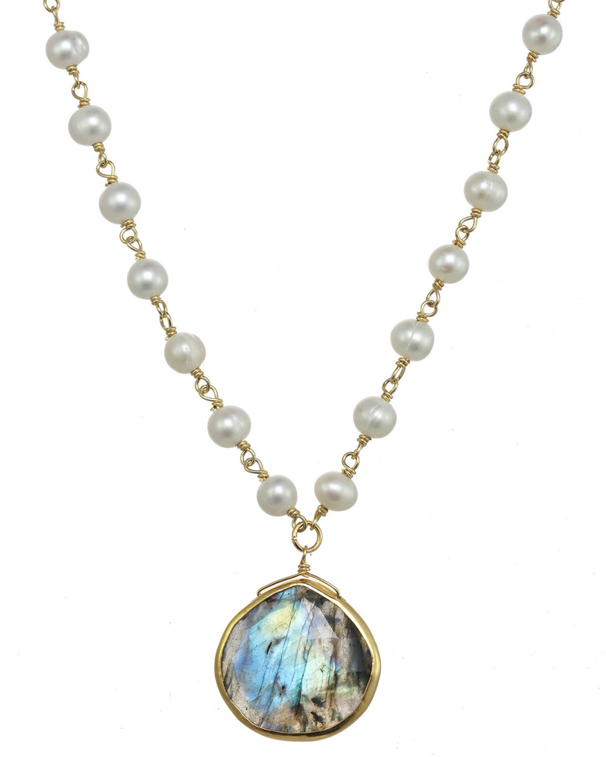 Rachel Reinhardt 14k Over Silver Labradorite & 4mm Pearl Necklace