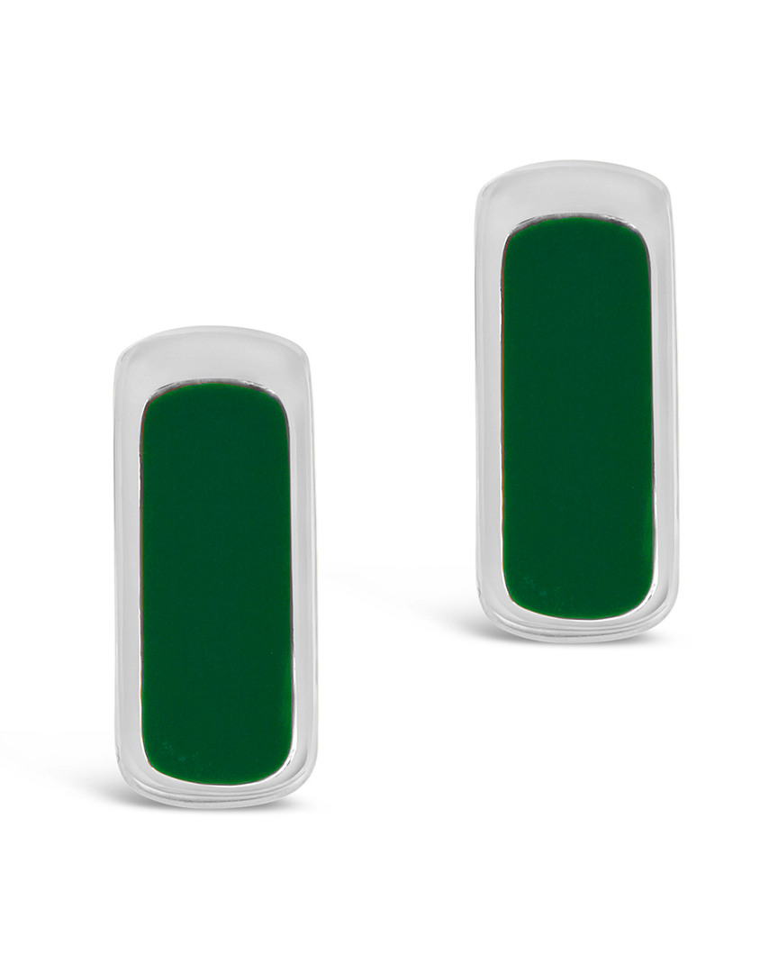 Sterling Forever Rhodium Plated Enamel Bar Studs