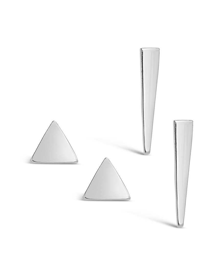 Sterling Forever Silver Triangle 2pk Earring Set