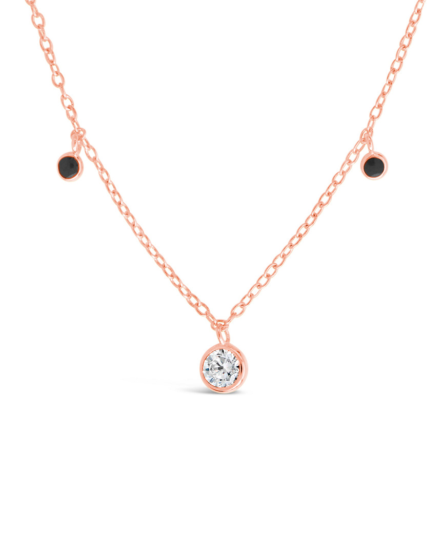 Sterling Forever Black Enamel & Cubic Zirconia Charm Necklace