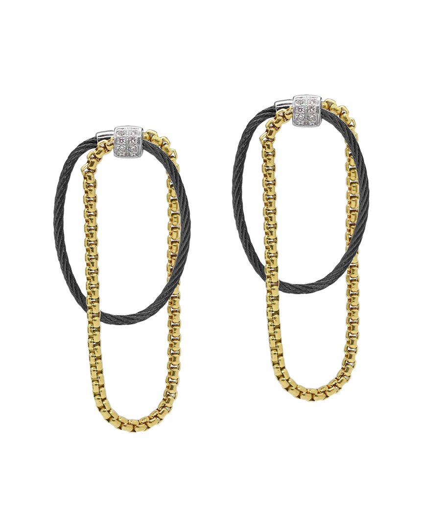 Alor Noir 18k & Stainless Steel 0.13 Ct. Tw. Diamond Cable Earring In Gold