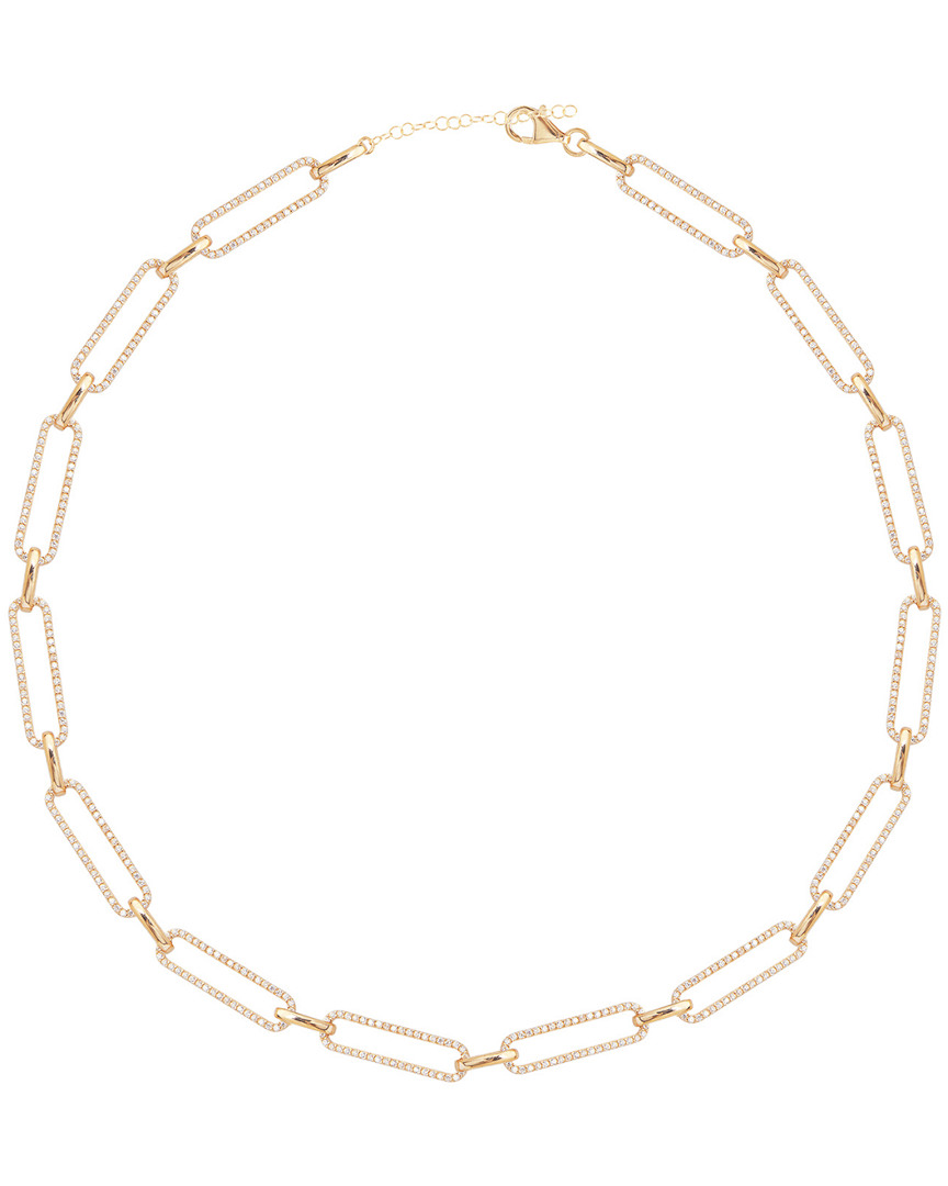 Gabi Rielle Sparkle-drenched 14k Over Silver Cz Link Necklace