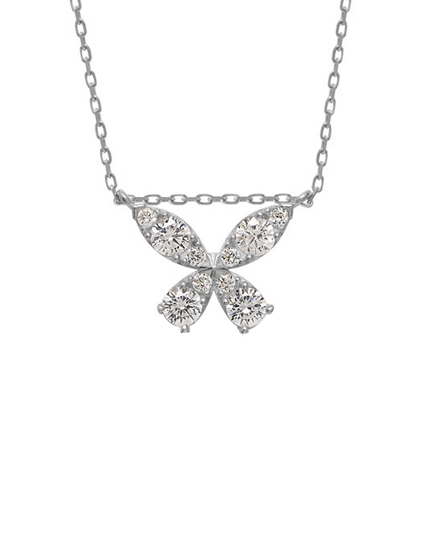 Gabi Rielle Sparkle-drenched Silver Cz Butterfly Pendant Necklace