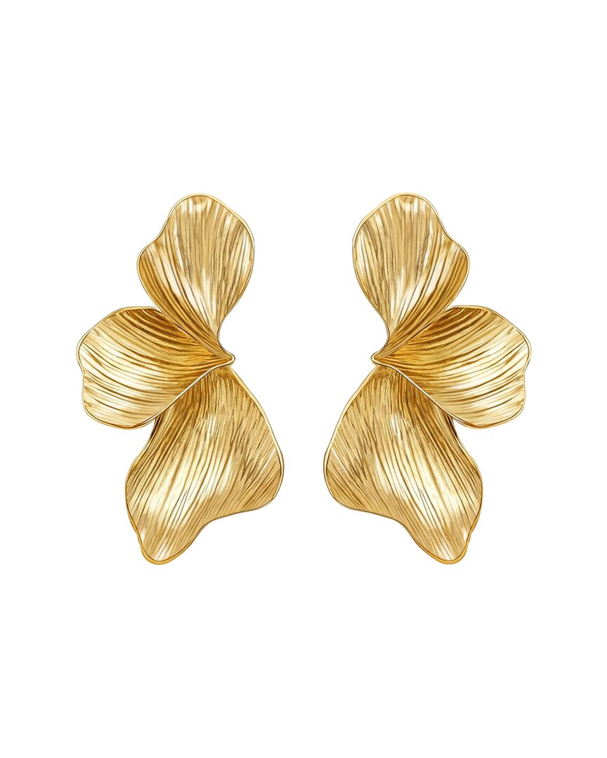 Liv Oliver 18k Plated Orchid Petal Earrings In Gold