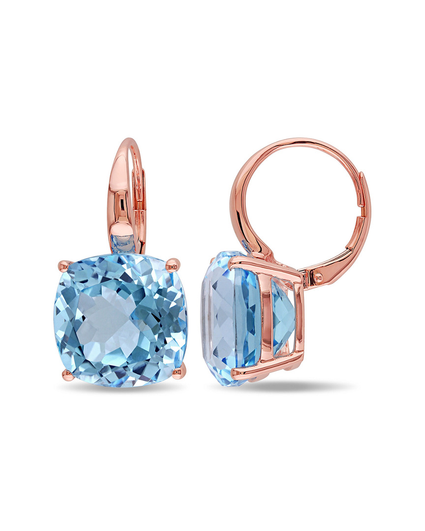Diamond Select Cuts 14k Rose Gold 23.28 Ct. Tw. Blue Topaz Earrings