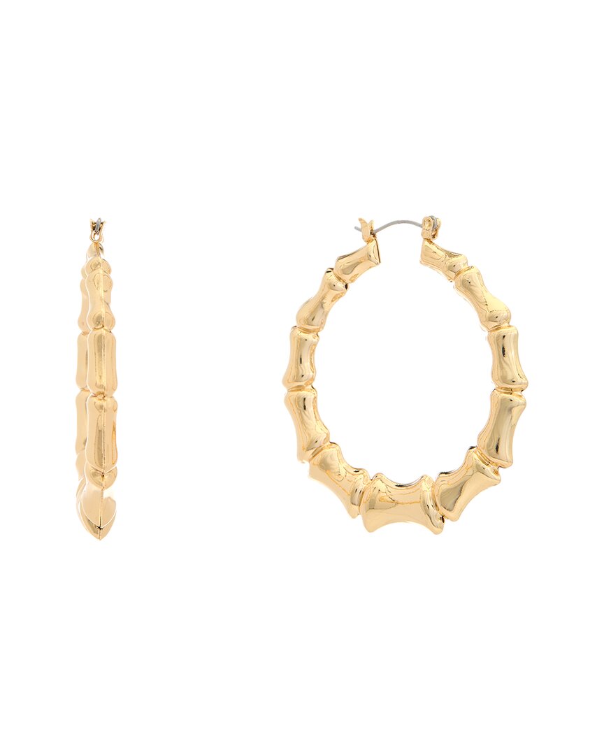 Juvell 18k Plated Diamond Bamboo Hoops