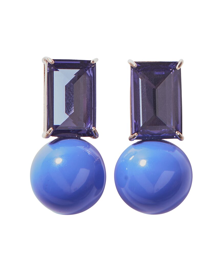 Carolina Herrera Cz Crystal & Colored Ball Earrings In Blue