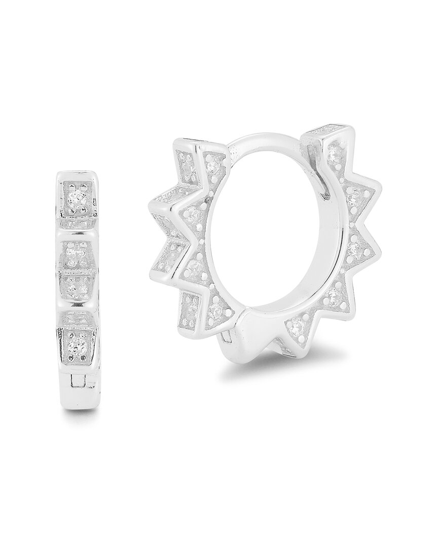 Glaze Jewelry Silver Diamond Cz Sun Huggie Earrings