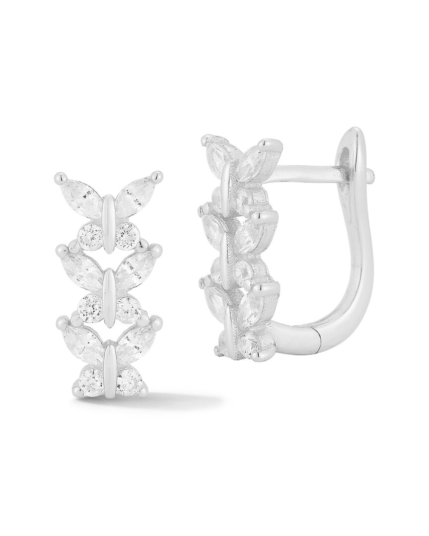 Glaze Jewelry Silver CZ Butterfly Huggie Earrings