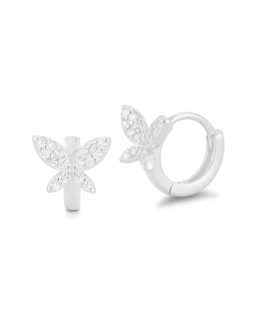 Glaze Jewelry Silver Diamond Cz Butterfly Huggie Earrings