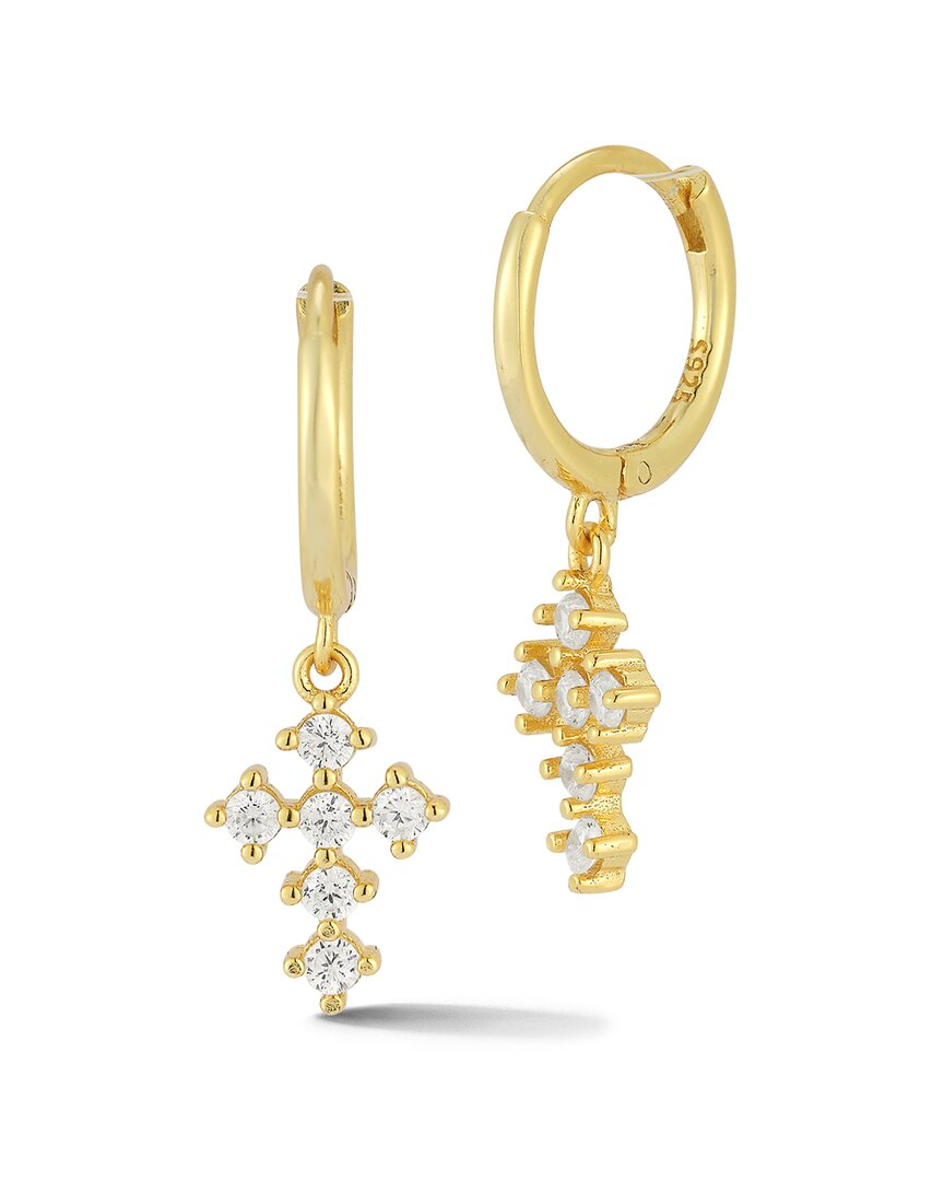 Glaze Jewelry 14k Over Silver Diamond Cz Cross Hoops