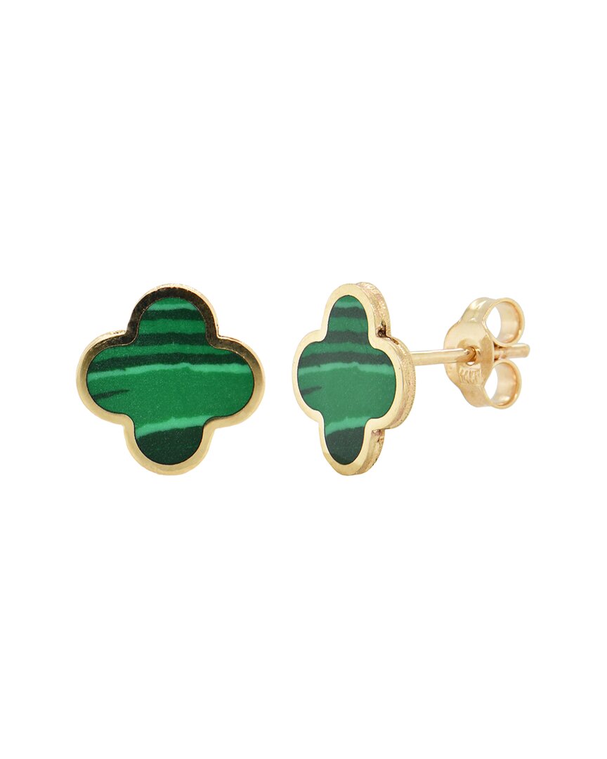 Sabrina Designs 14k Malachite Clover Studs In Gold