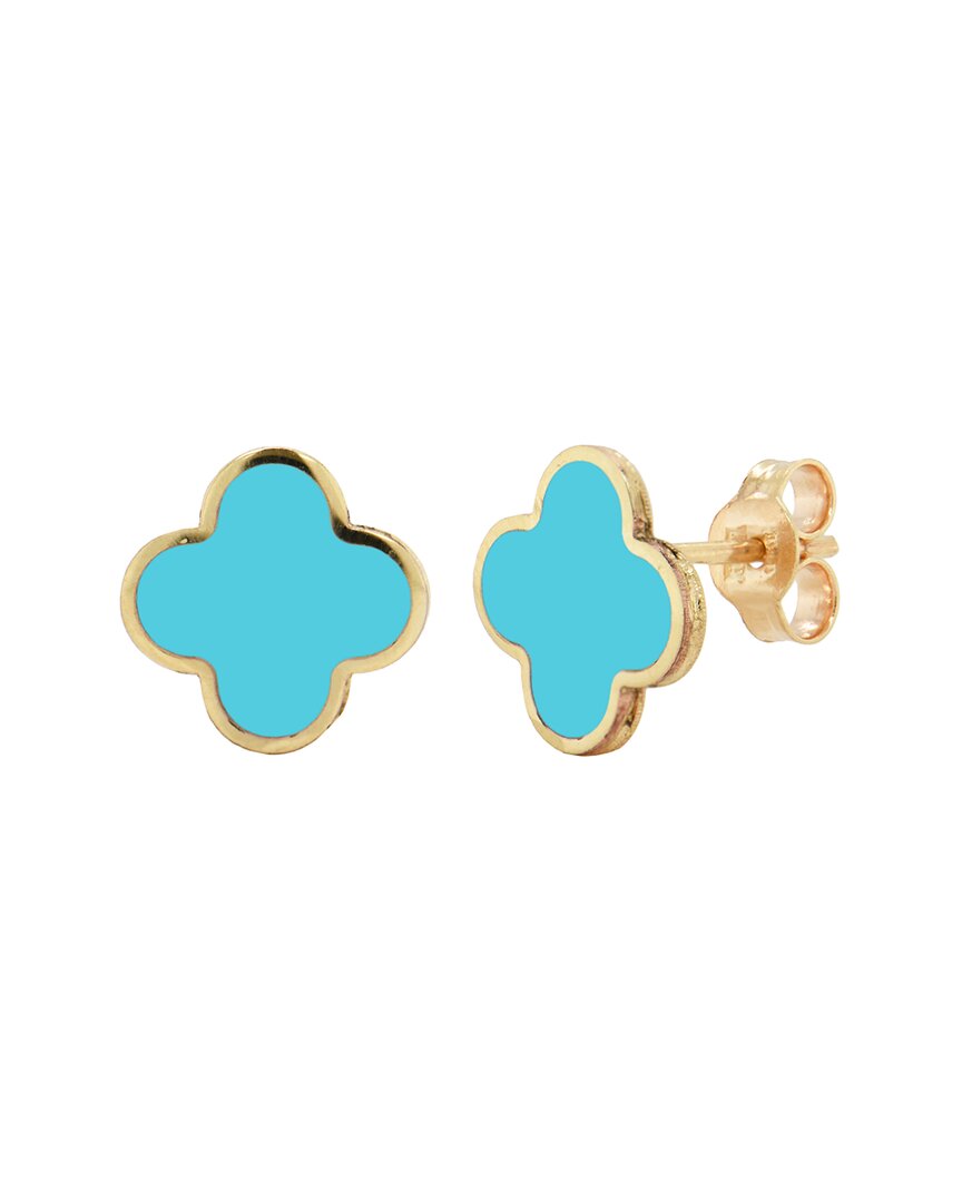 Sabrina Designs 14k Turquoise Bar Studs In Gold