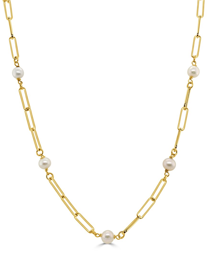 Sabrina Designs 14k Pearl Station Paperclip Necklace