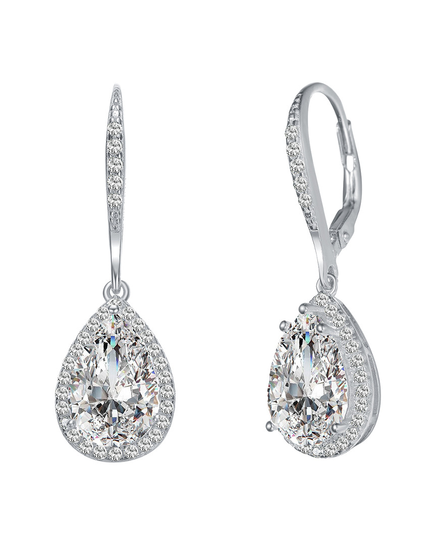 Genevive Silver Cz Pear Drop Earring