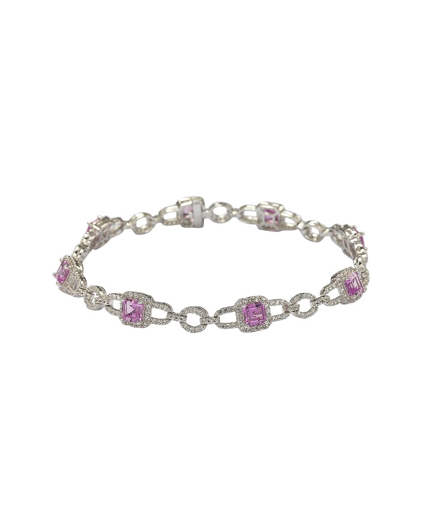 Suzy Levian Silver 0.02 Ct. Tw. Diamond & Sapphire Bracelet