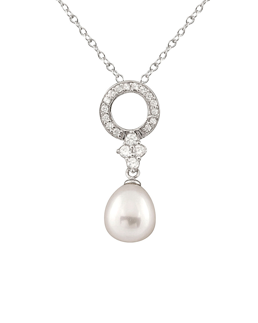 Splendid Pearls Rhodium Plated Silver 7.5-8mm Freshwater Pearl Necklace