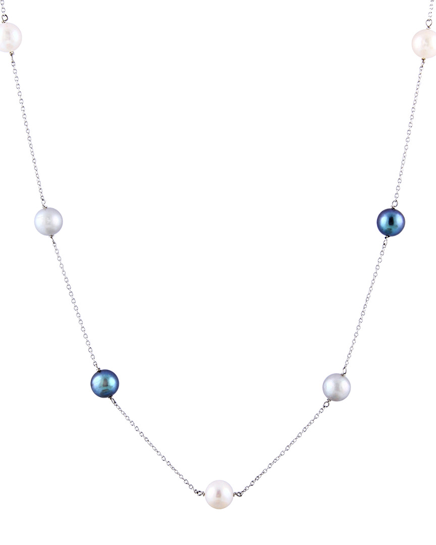 Splendid Pearls Rhodium Plated Silver 7-8mm Freshwater Pearl Necklace