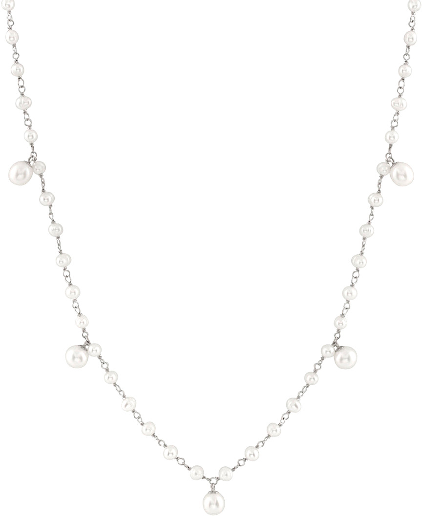 Splendid Pearls Rhodium Plated Silver 6-7mm Freshwater Pearl Necklace
