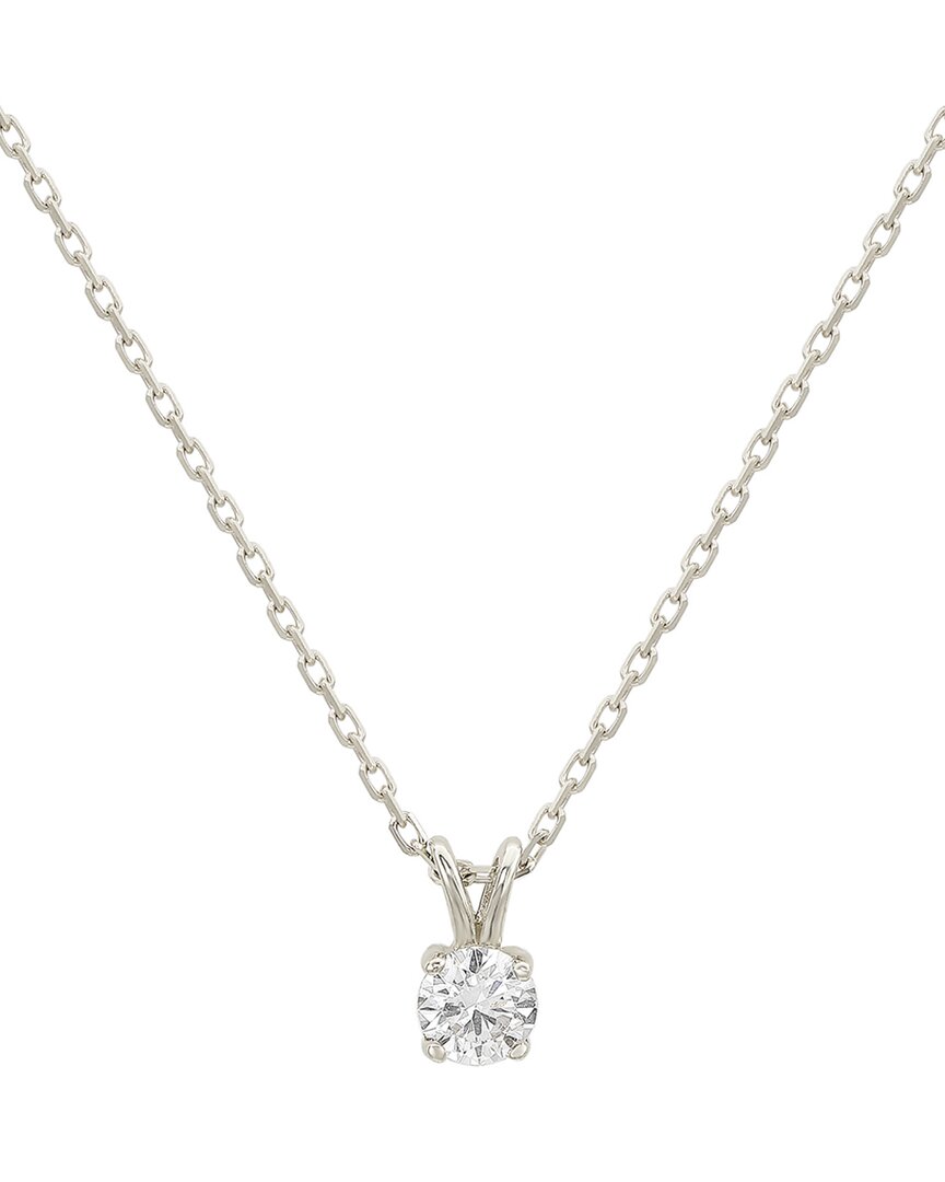 Suzy Levian 14k 0.26 Ct. Tw. Diamond Solitaire Split Bail Pendant Necklace In White