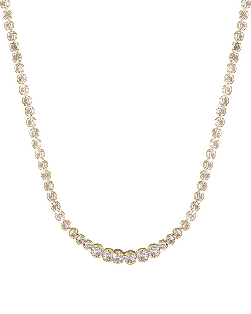 ADORNIA 14K Plated Bezeled Crystal Tennis Necklace