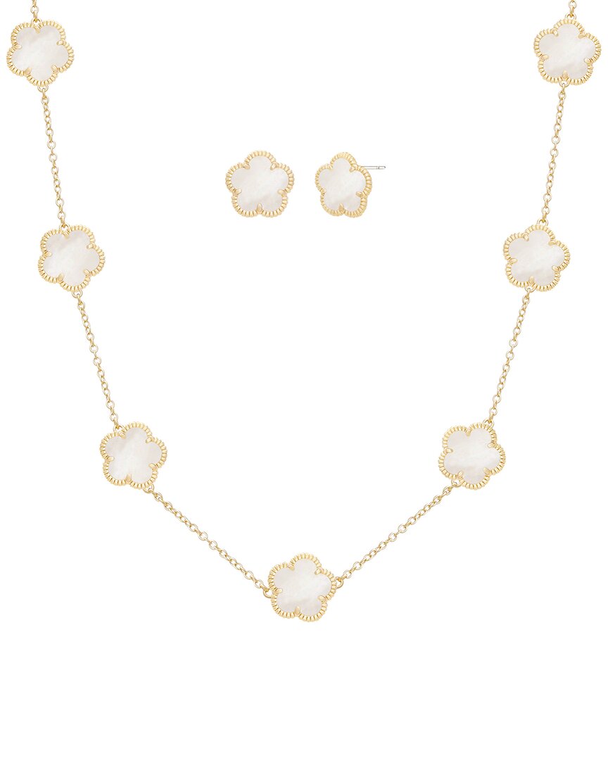 Jankuo Flower 14k Plated Earrings & Necklace Set In Gold