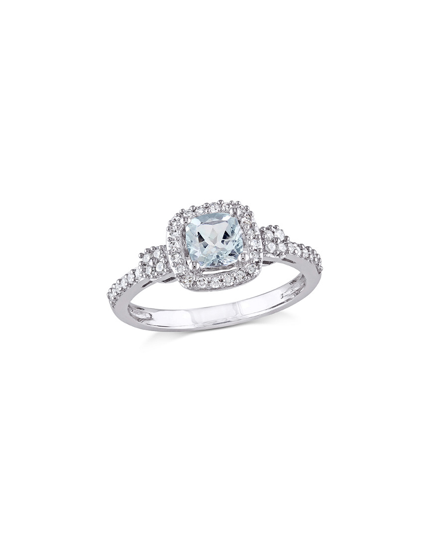 Rina Limor 10k 0.70 Ct. Tw. Diamond & Aquamarine Halo Ring