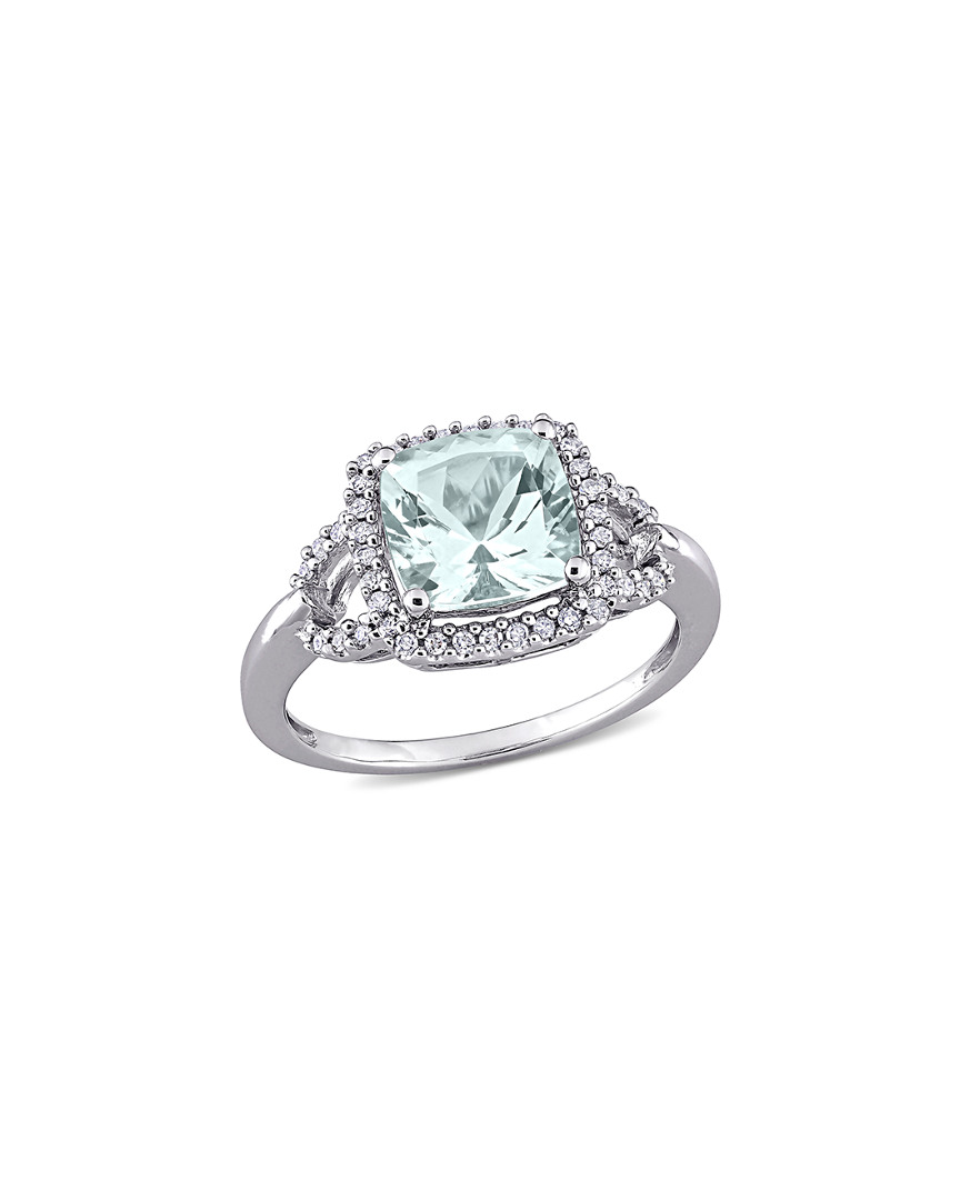 Rina Limor 10k 2.32 Ct. Tw. Diamond & Aquamarine Halo Ring In White