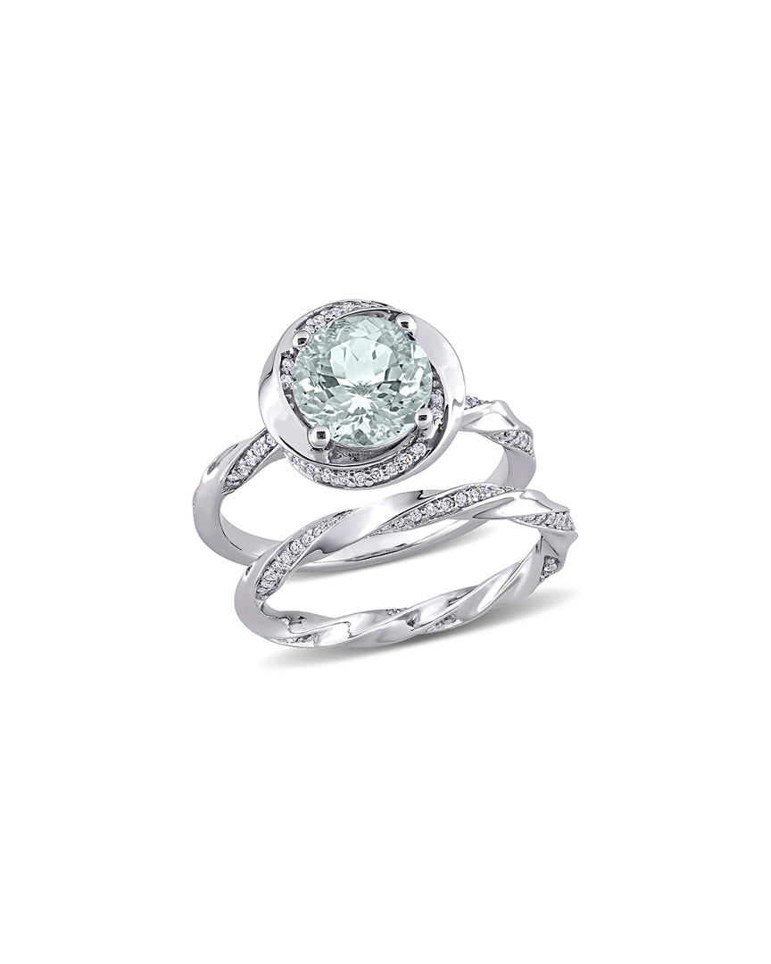 Rina Limor 10k 2.05 Ct. Tw. Diamond & Aquamarine Ring